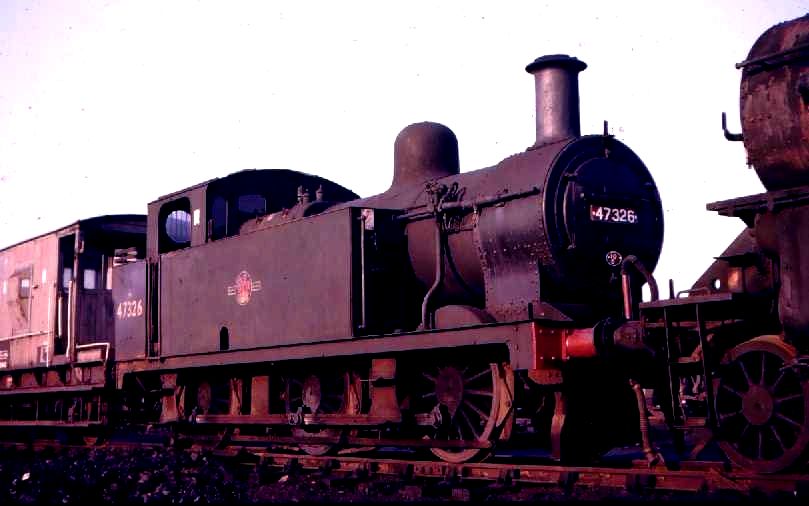 Lostock Hall depot: Ex LMS 'Jinty' Class 3F 0-6-0T Fowler tank engine 47326 was built by the North British Railway Company, Glasgow in 1926 (pictured in January 1967