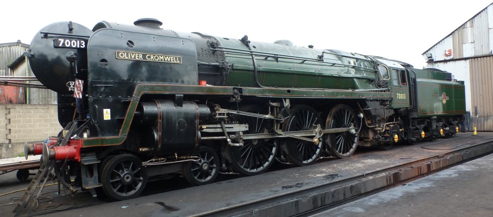 BR Standard Britannia Class 7 4-6-2 Pacific No. 70013 �Oliver Cromwell� in Loughborough Works Yard on the Great Central Railway (GCR, 2017)