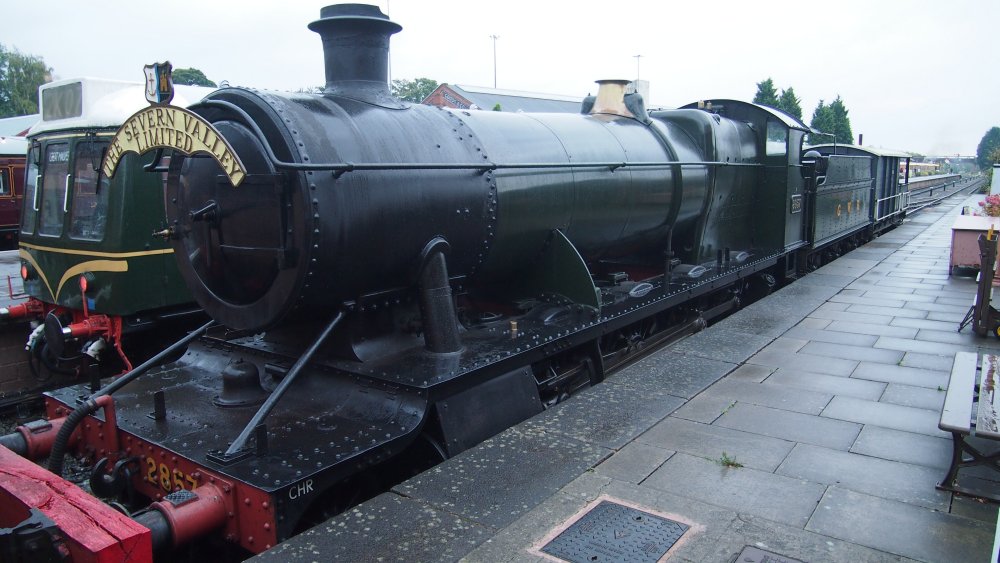 Steam locomotive 2800 class freight 2857 with the head-board l2857 THE SEVERN VALLEY LIMITED, SVR Autumn Steam Gala in 2024 (photo courtesy of Kentish Bob YouTube https://www.youtube.com/@kentishbob6423 )