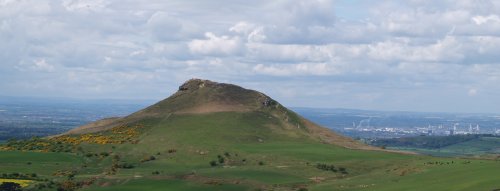 Roseberry Topping with a back drop of industrial Teesside-Middlesbrough.
