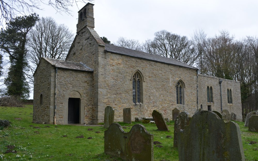 West end view and entrance to St Oswald's Church, Thorton Steward Jervaulx Abbey circular walk