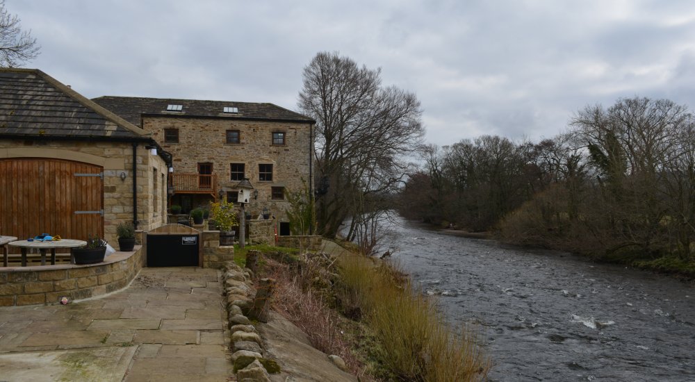 Danby Low Mill on the banks of the River Ure Jervaulx Abbey circular walk