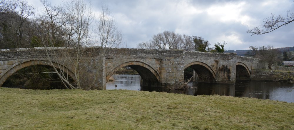 wonderful four arched Ulshaw Bridge over the River Ure Jervaulx Abbey circular walk
