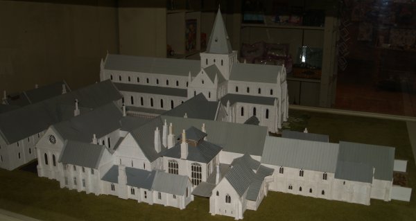 A model in the tea room cafe shows what Jervaulx Abbey would have been like when fully built Circular walk from Jervaulx Abbey