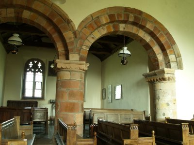 The Norman pillars of the nave.