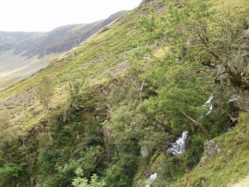 Its a steep climb up to the right of the waterfalls of Cautley Spout ...