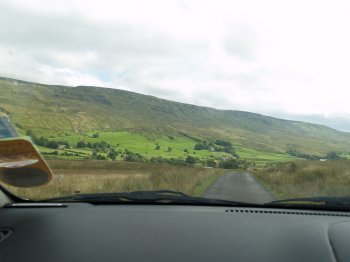 Driving on the Tommy Road towards Mallerstang Edge and Pendragon Castle