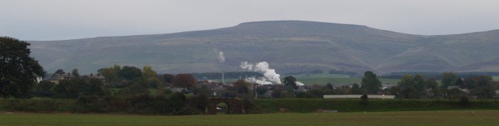 Distant view of Cross Fell - River Eden walk, Bolton Village near Appleby, Cumbria, Northern England