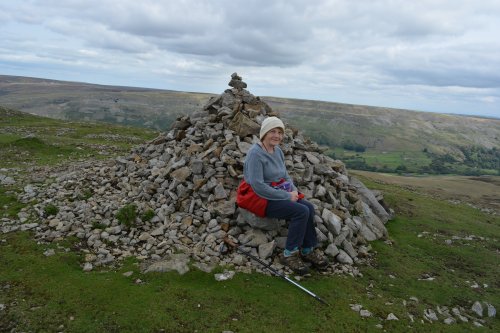 Cairn on top of Calver Hill Reeth to Calver Hill Healaugh village River Swale circular walk Swaledale, North Yorkshire, England