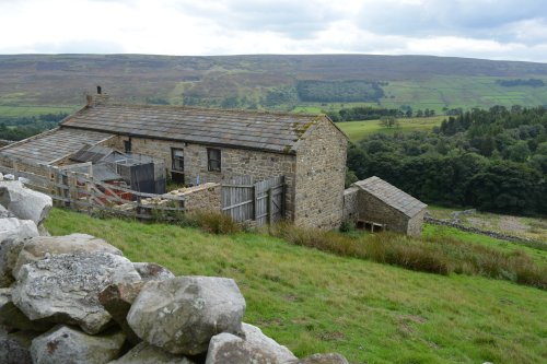 Thurns  farmhouse Reeth to Calver Hill Healaugh village River Swale circular walk Swaledale, North Yorkshire, England