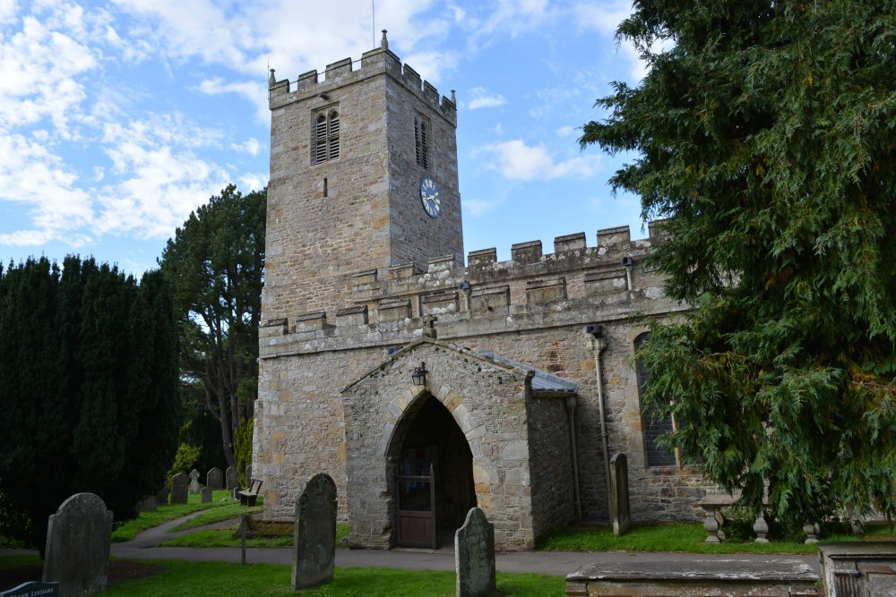 south porch entrance St Andrew's Church, Grinton, Swaledale, North Yorkshire, England
