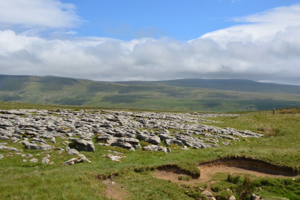 Limestone pavement on Mallerstang Common Aisgill walking on Mallerstang Common, Cumbria, England
