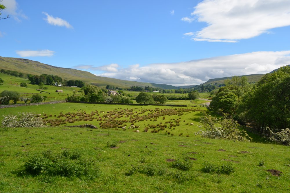 View south from the motte mound Pendragon Castle, Mallerstang Dale, Cumbria, England