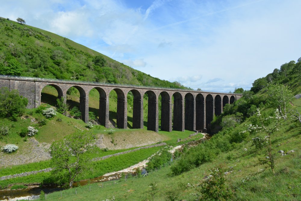 full view of Smardale Railway viaduct - all 14 arches Newbiggin-on-Lune Smardale Nature Reserve Walk, Cumbria, England