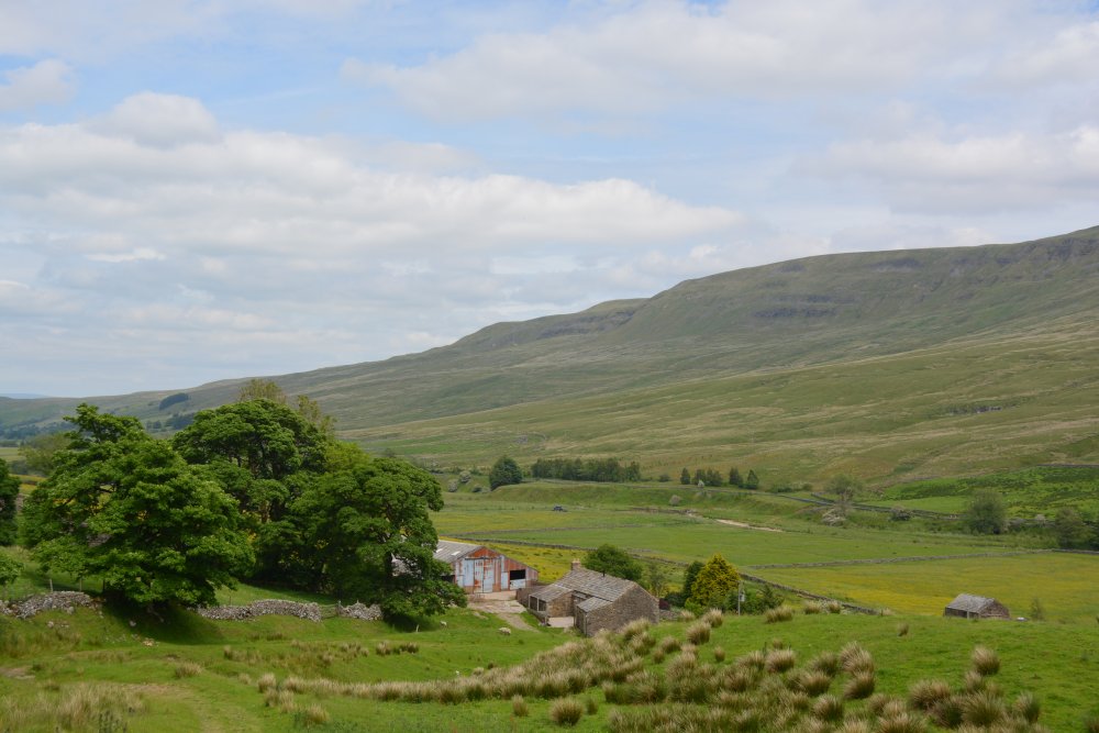 The farm west of Little Ing Farm Climbing up Wild Boar Fell, walk from Mallerstang Dale, Cumbria, England