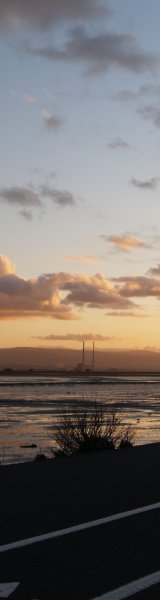 Sunset over Dublin Bay, Wicklow Hills and power station - View from Clontarf-Sutton coast road