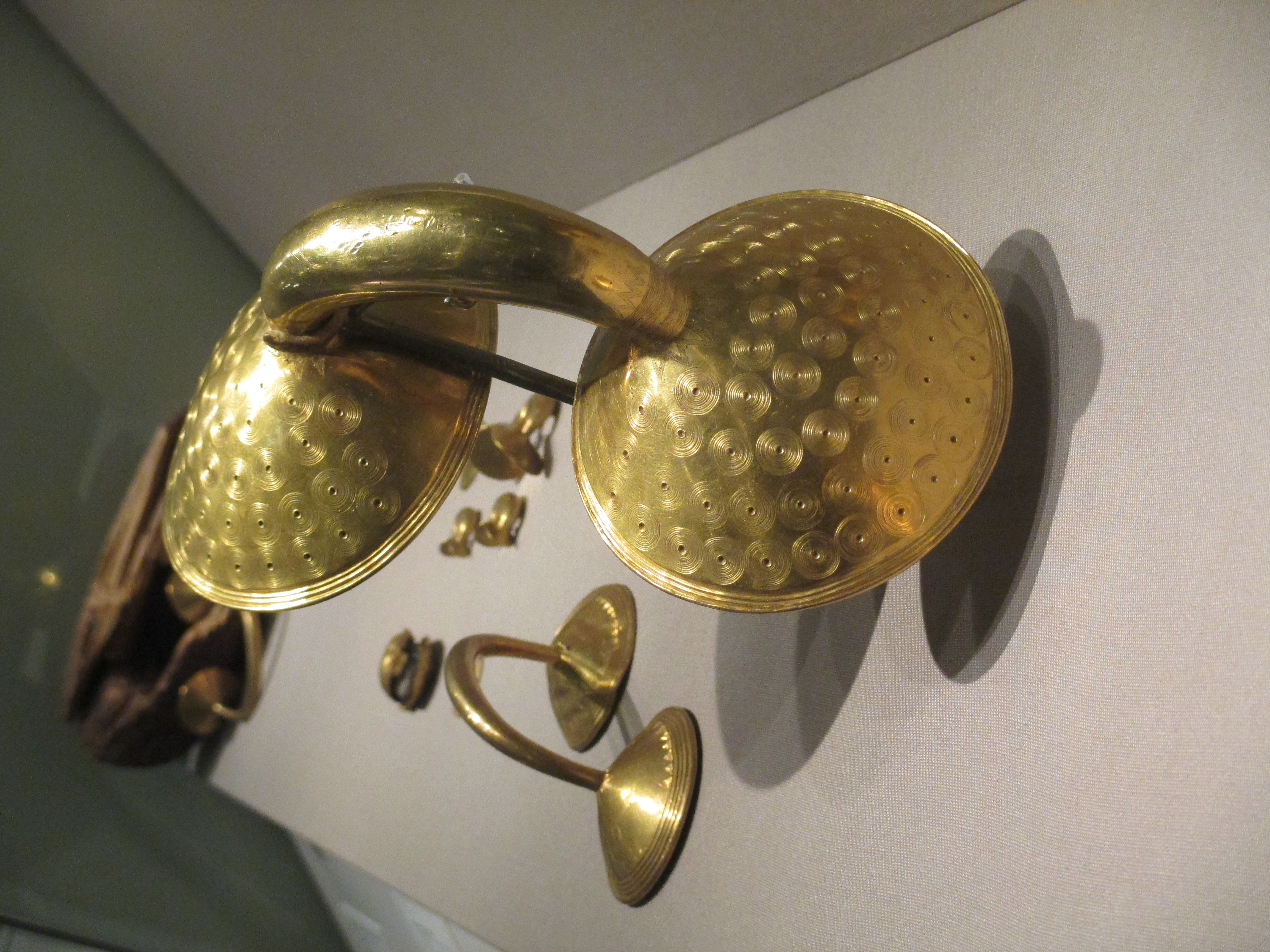 Bronze age gold dress fasteners from 800-700 BCE National Museum Ireland Archaeology Dublin