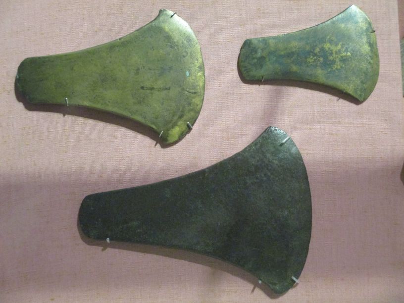 Three bronze age axeheads from ~2200-1900 BCE National Museum Ireland Archaeology Dublin