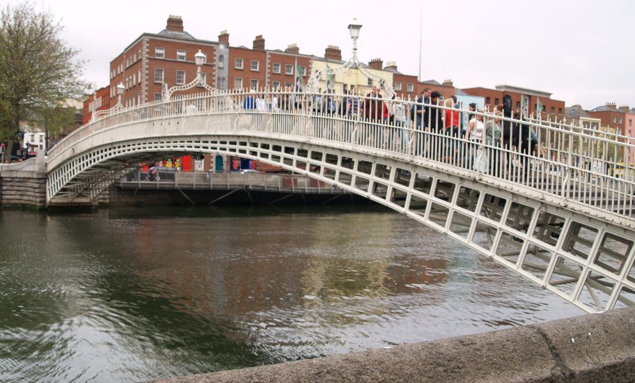 56. The Ha'penny Bridge over the River Liffey, Dublin City centre