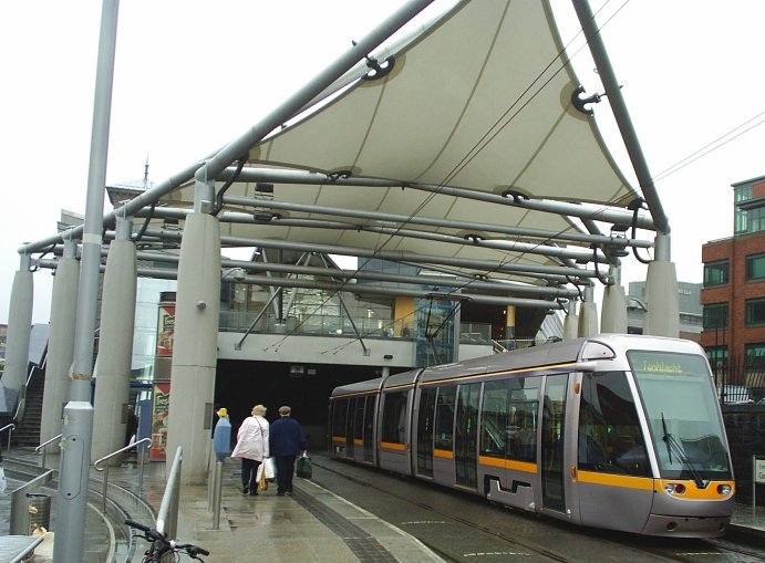 34. The Luas or tram system at Connelly Station.