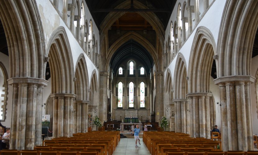 Looking east down the nave of Grimsby Minster
