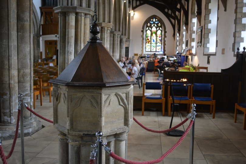 The font of Grimsby Minster, dating from the 13th century