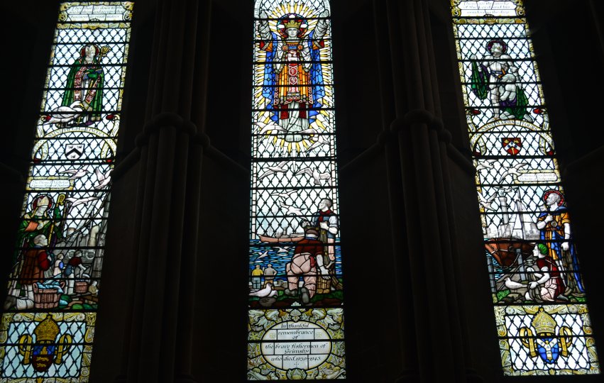 Details of the east window of the chancel of Grimsby Minster