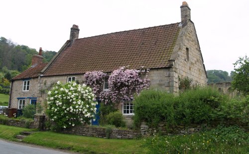 Near Mill House (above) and its beautiful garden, you turn left into the fields ....