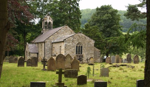 The walk starts and finishes at All Saints Church Hawnby on the banks of the River Rye.