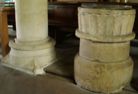 The carved font dates from the 12th century.