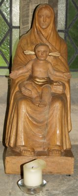 beautiful wooden carving of Madonna and Child, carved by the late Professor Heu