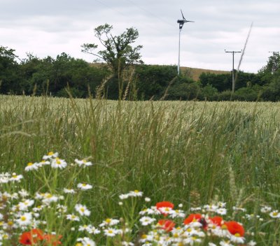 the wind turbine is attached to the old station house? of Husthwaite near Elphin Bridge