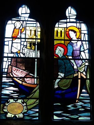  Modern stained glass window from 1969 in memory of three centuries of the Wailes family of the parish.