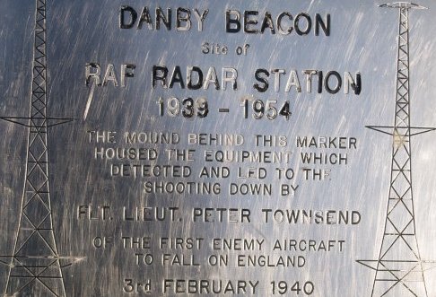 Plaque dedicated to radar detection system that was based on Danby Beacon and the war hero, Flight Lieutenant Peter Townsend, the man who never married Princess Margaret