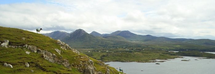 The Twelve Bens viewed from near the top of Tully Mountain, Connemara, Co. Galway.