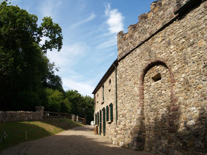 The tourist entrance to the abbey and ticket and information centre Tintern Abbey, Wexford, Ireland