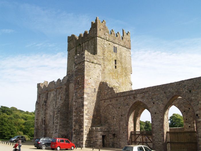 View from the north-west: the buttressed chancel, the tower and the arches of the nave Tintern Abbey, Wexford, Ireland