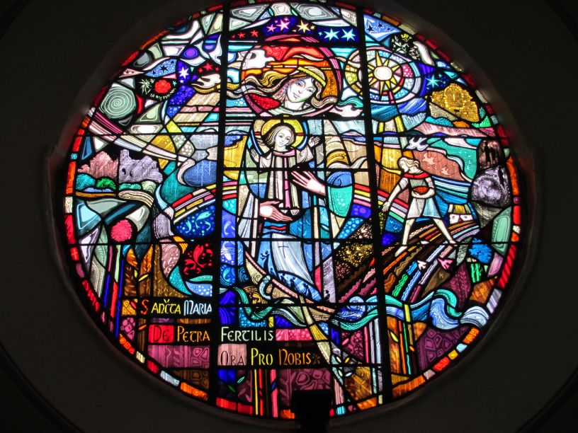 wonderful large round stained glass window, St Patrick's Church, New Quay, Co. Clare