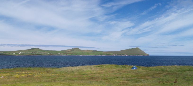 The Three Sisters viewed from across the Bay of Smerwick Harbour walk from Ballyferriter