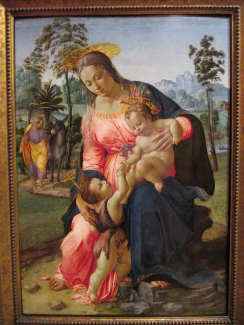 'Rest on Flight into Egypt with the Infant Saint John the Baptist', ~1494 by the Italian painter Francesco Granacci National Gallery of Ireland, Dublin