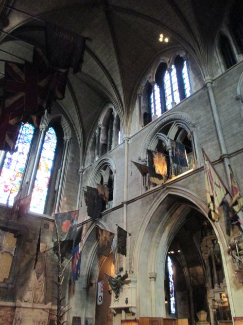 The north transept, with its military memorials in St Patrick's Cathedral, Dublin