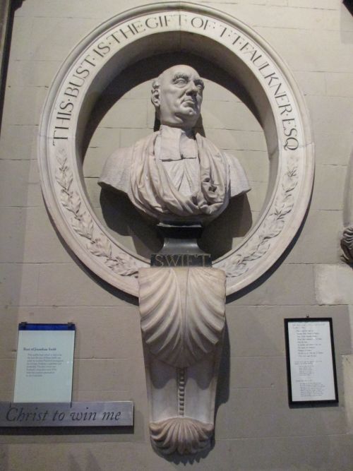 The bust of Jonathan Swift in the south transept of St Patrick's Cathedral, Dublin