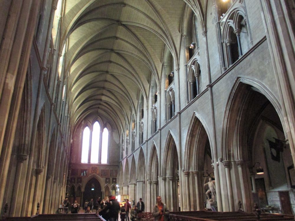 Looking west down the nave in St Patrick's Cathedral, Dublin