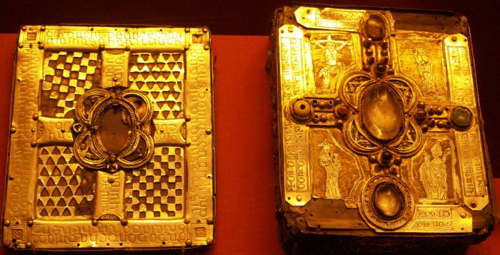The Shrine of the Stowe Missal was made to contain an 8th century Mass-book and was regarded as a relic of St Maelruain, the patron saint of Lorrha, Co. Tipperary. It was redecorated in the 1370s by Philip O'Kennedy, King of Ormond and Gioola Ruadhan Ua Maccain, head of the Augustinian priory at Loorha. Archaeology of the National Museum of Ireland, Dublin, Ireland
