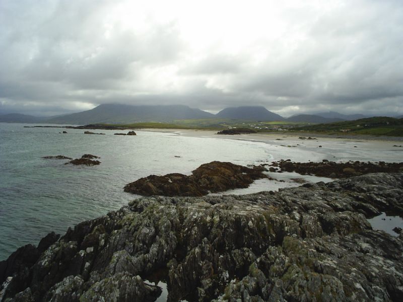 A backdrop of the Connemara peaks for a grey day at Renvyle Beach ....