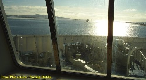 The ferry leaving Dublin harbour bound for Holyhead, courtesy of Stena Line Plus 'accommodation' ...