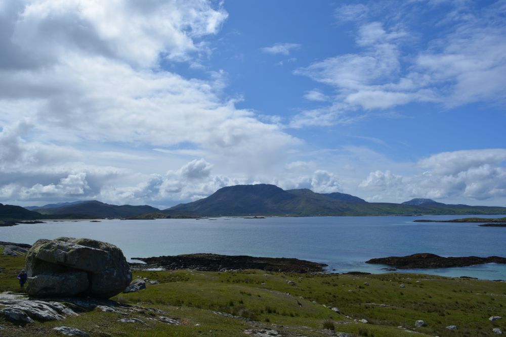 Walking on Silver Strand beach beneath Mweelrea mountain Co. Mayo