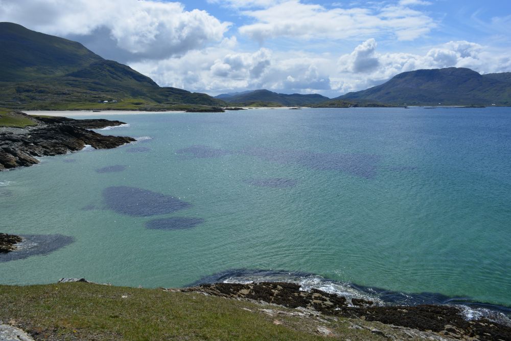 Walking on Silver Strand beach beneath Mweelrea mountain Co. Mayo