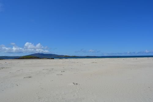 Walking on Silver Strand beach beneath Mweelrea mountain Co. Mayo