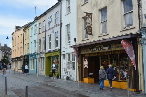 The Irish Sweet Shop, Ashe Street, typical arrays of colourful shops in  Clonakilty, Co. Cork, West of Ireland